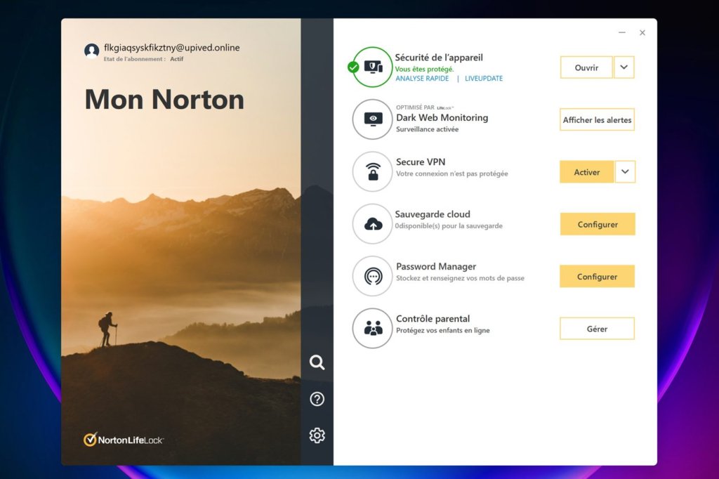 Interface de Norton 360 Premium
