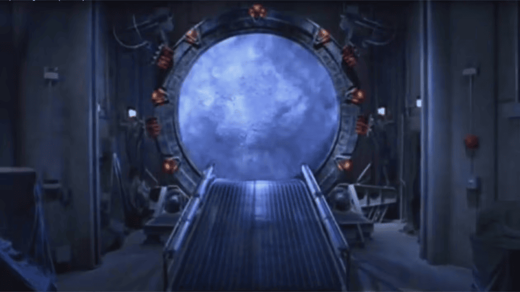 Illustration de la porte des étoiles dans la salle de commandement, série Stargate SG-1