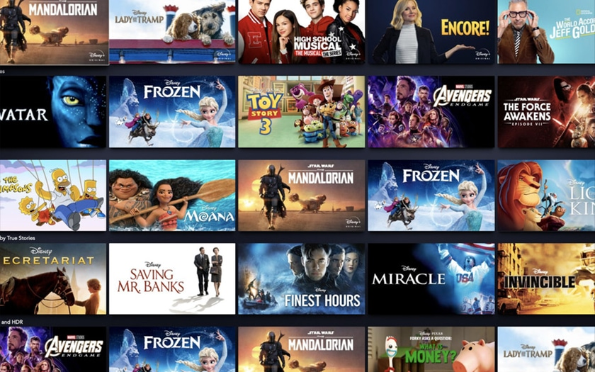 Exemples de productions disponibles sur la plateforme de streaming Disney+